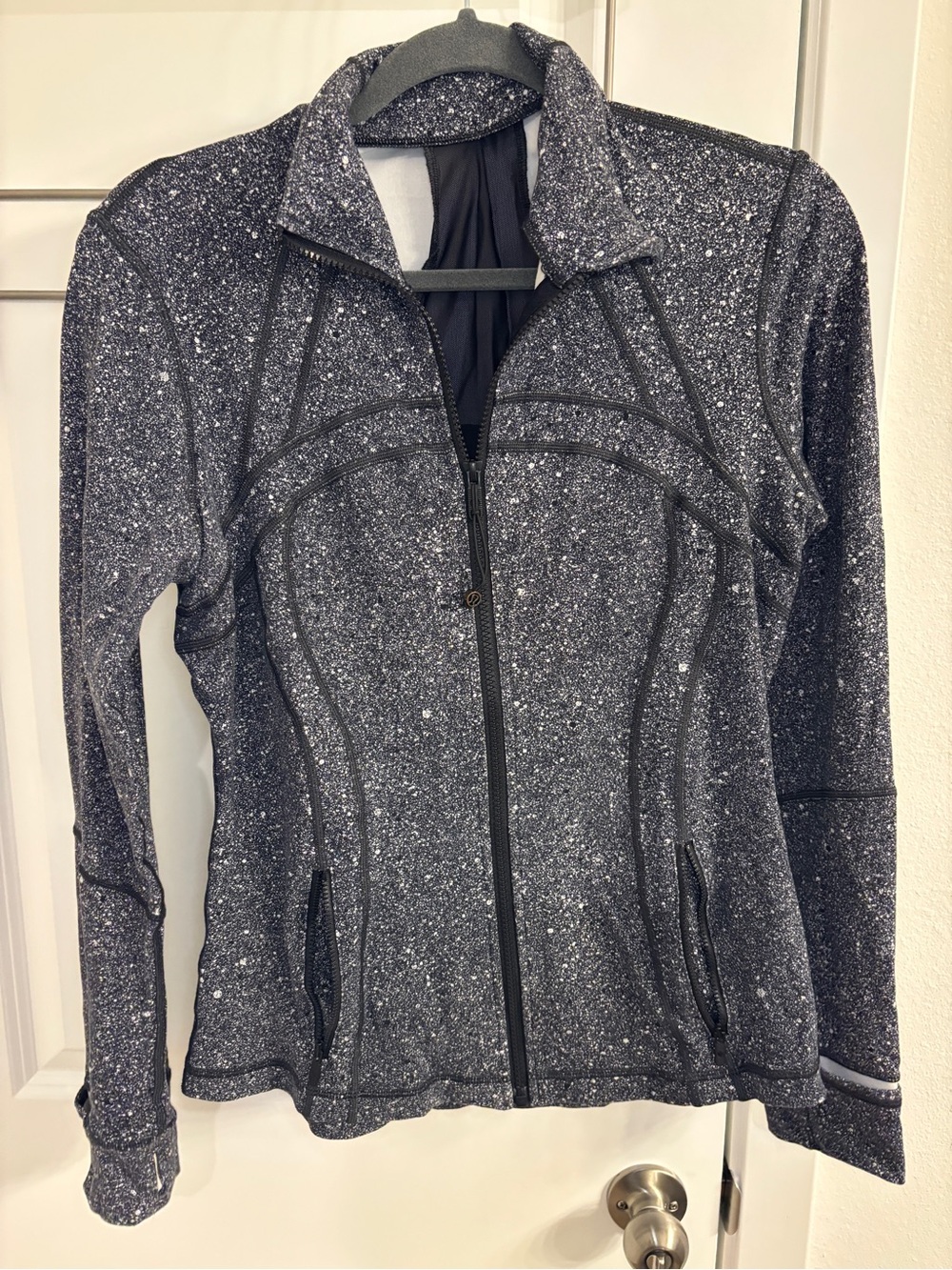 lululemon athletica Black Speckled Zip-Up Bomber Jacket